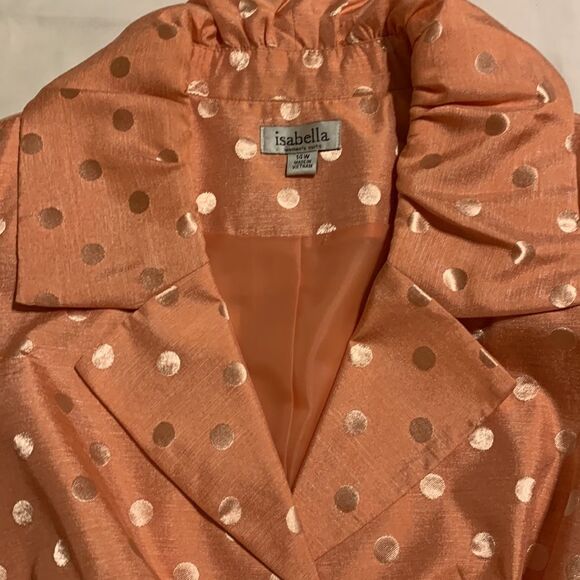 Isabella size 14 W womens two piece suit peach/orange color & polkadot top - Picture 13 of 16